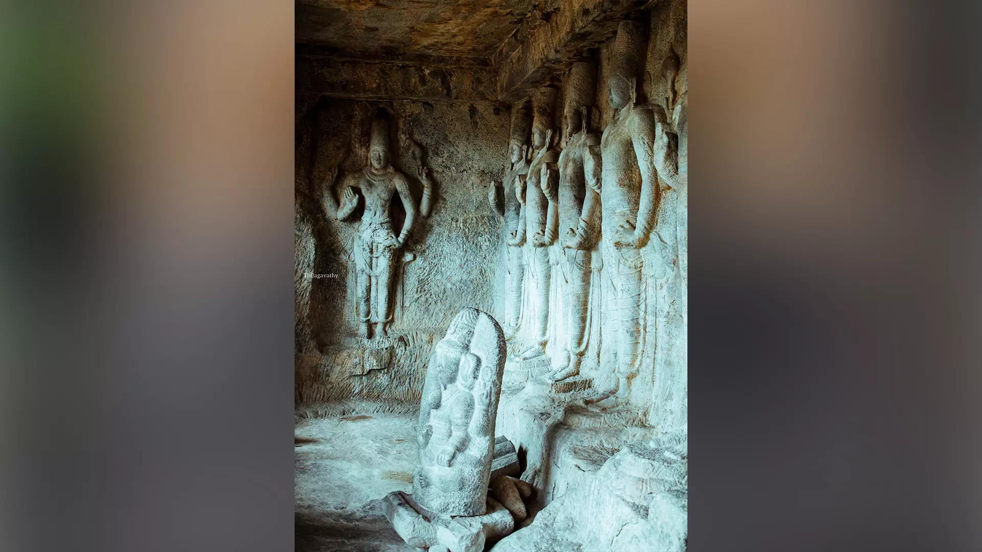 Inside the Narthamalai cave temple in Pudukkottai district.