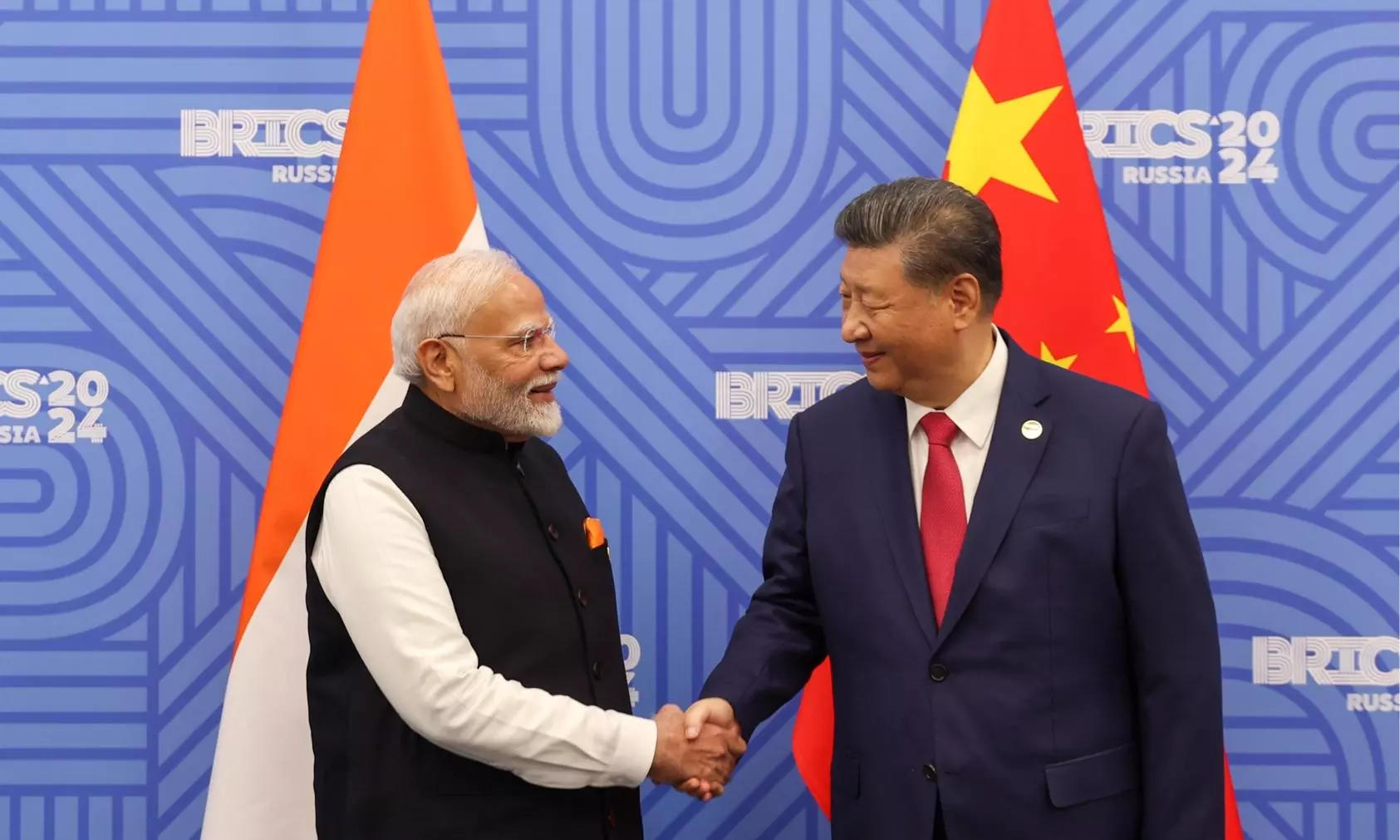 xi modi at brics summit in Russia