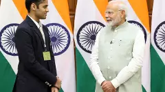 Indian chess player Arjun Erigaisi with PM Narendra Modi