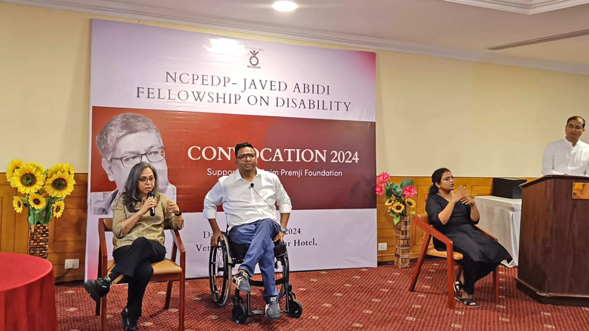 Arman Ali, executive director of the NCPEDP (right), and Meenu Bambani, NCPEDP trustee (left), speak about the future course of action to create an inclusive society for disabled people. Photo: Maitreyee Boruah