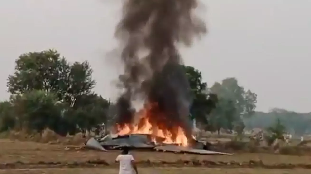 UP: IAF’s MiG-29 jet crashes in field near Agra, pilot ejects safely