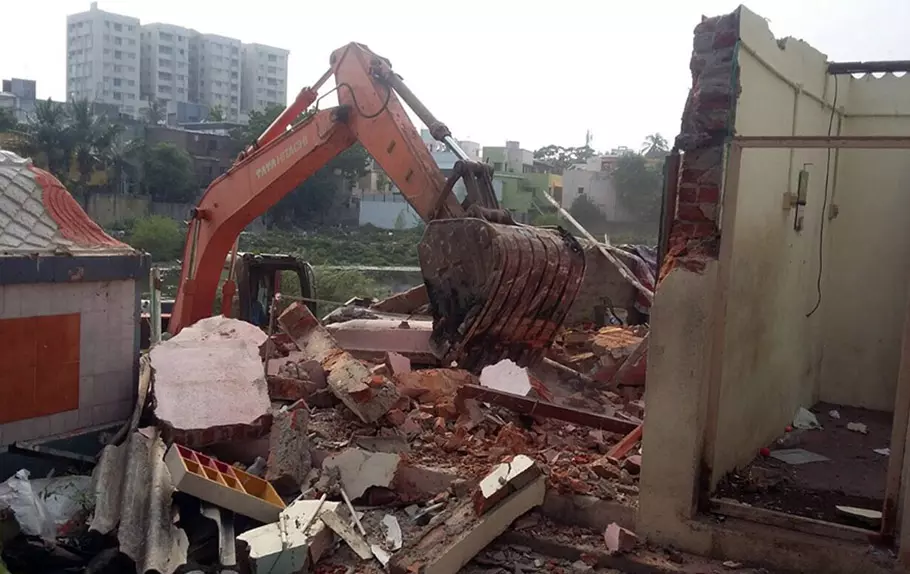 Slum demolition at Thideer Nagar