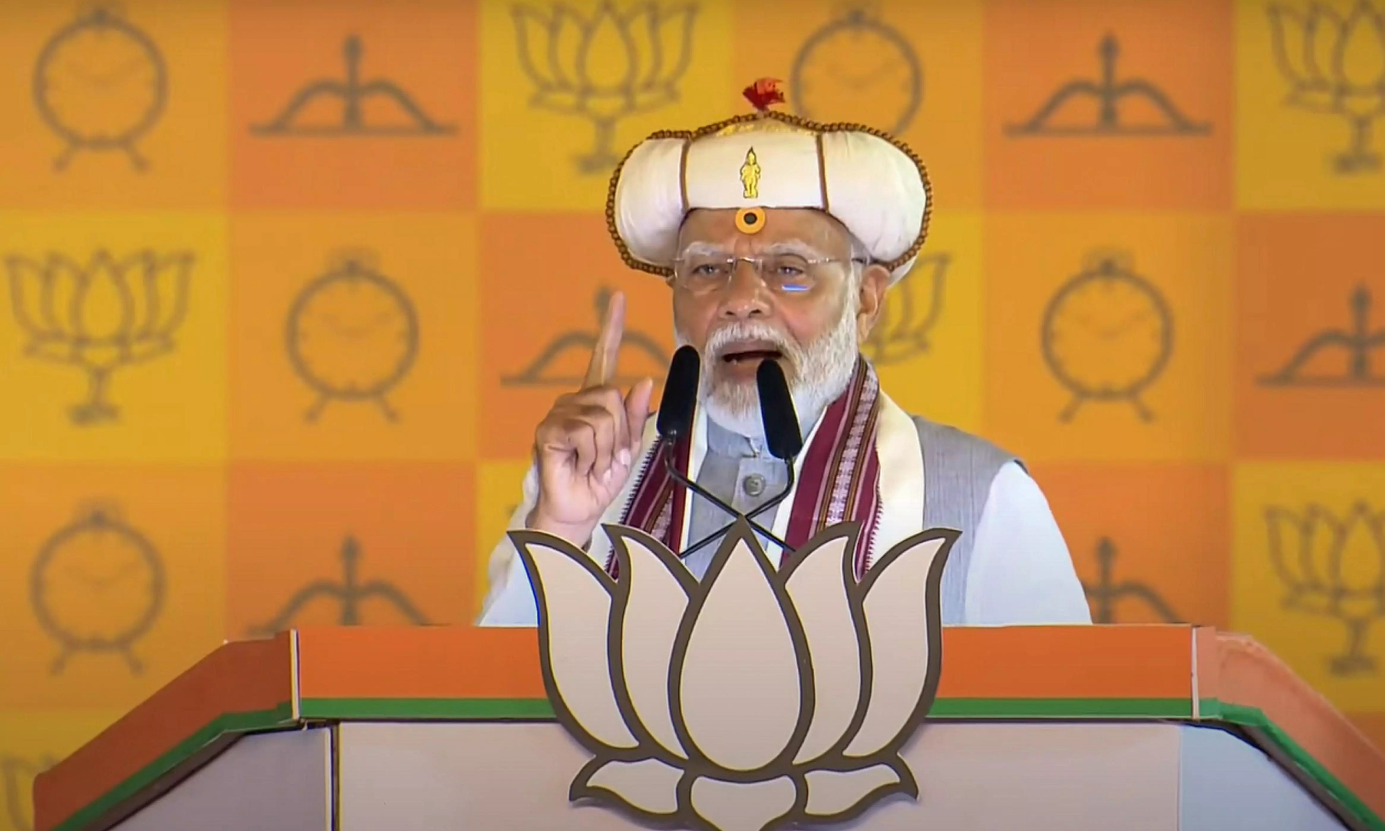 Prime Minister Narendra Modi addresses a public meeting ahead of the Maharashtra Assembly polls, in Pune.