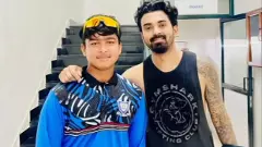 Vaibhav Suryavanshi (left) with KL Rahul