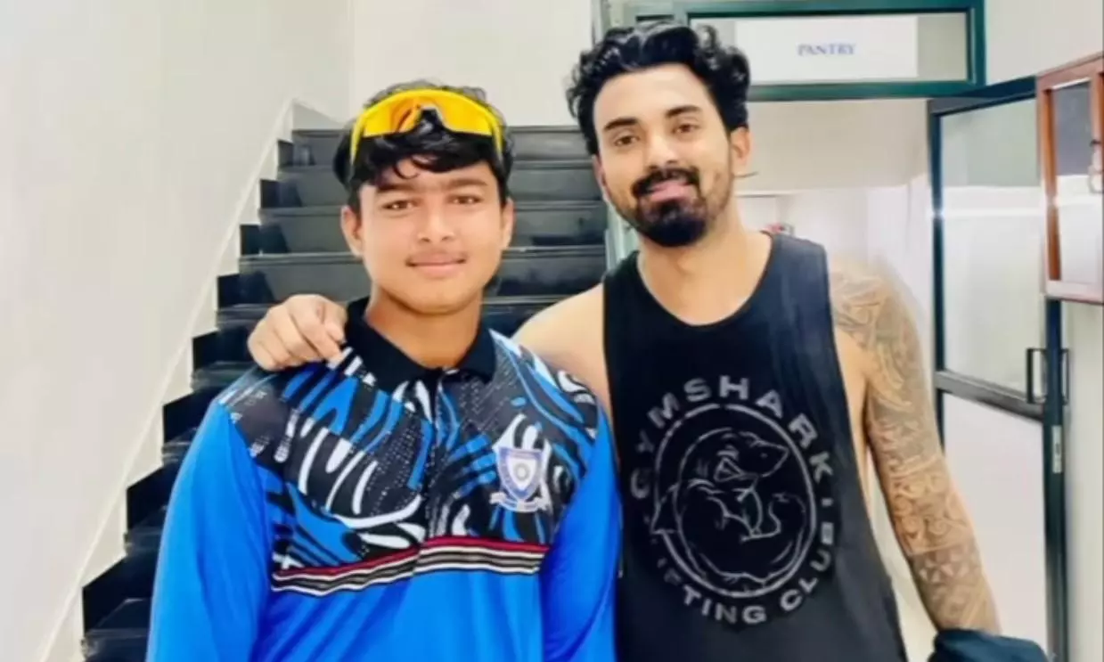 Vaibhav Suryavanshi (left) with KL Rahul