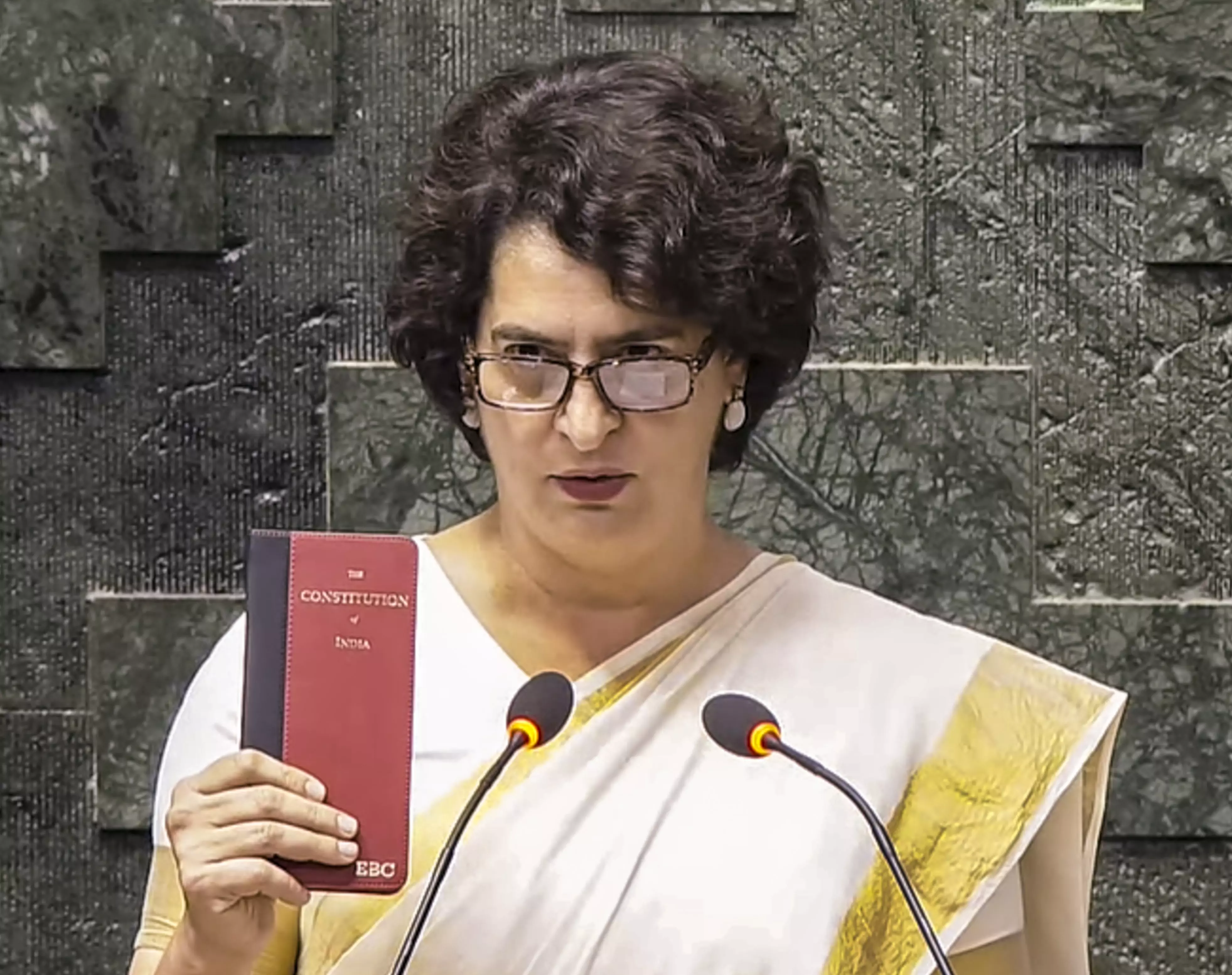 Priyanka Gandhi takes oath as Lok Sabha MP with Constitution copy in hand