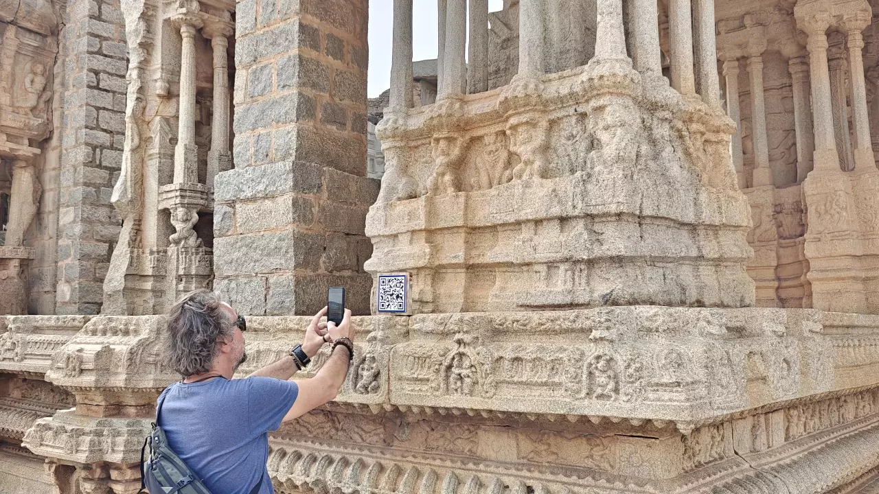 In Hampi, you can listen to musical pillar sounds through QR code
