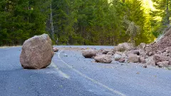 Boulders on road