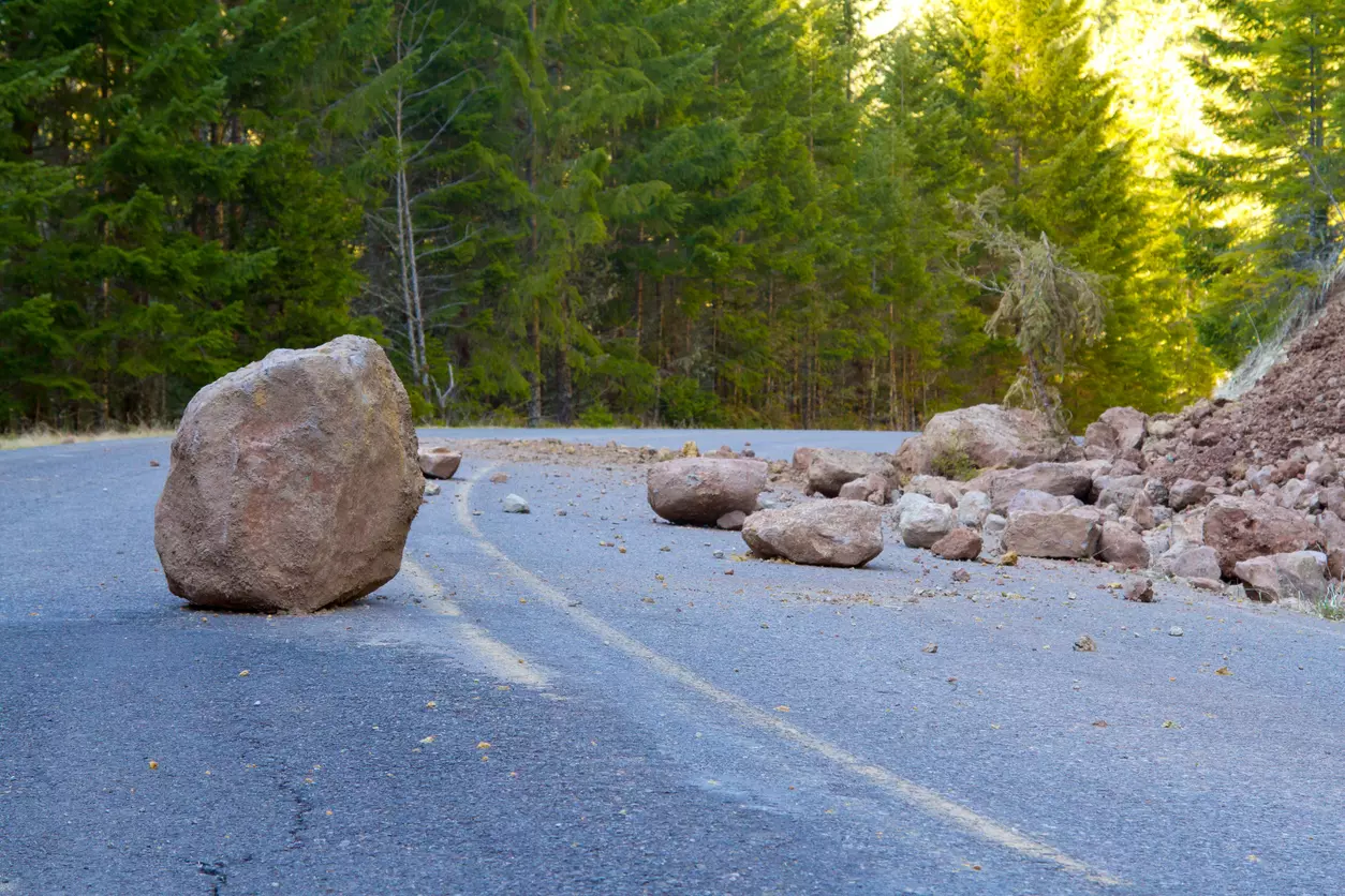 Boulders on road