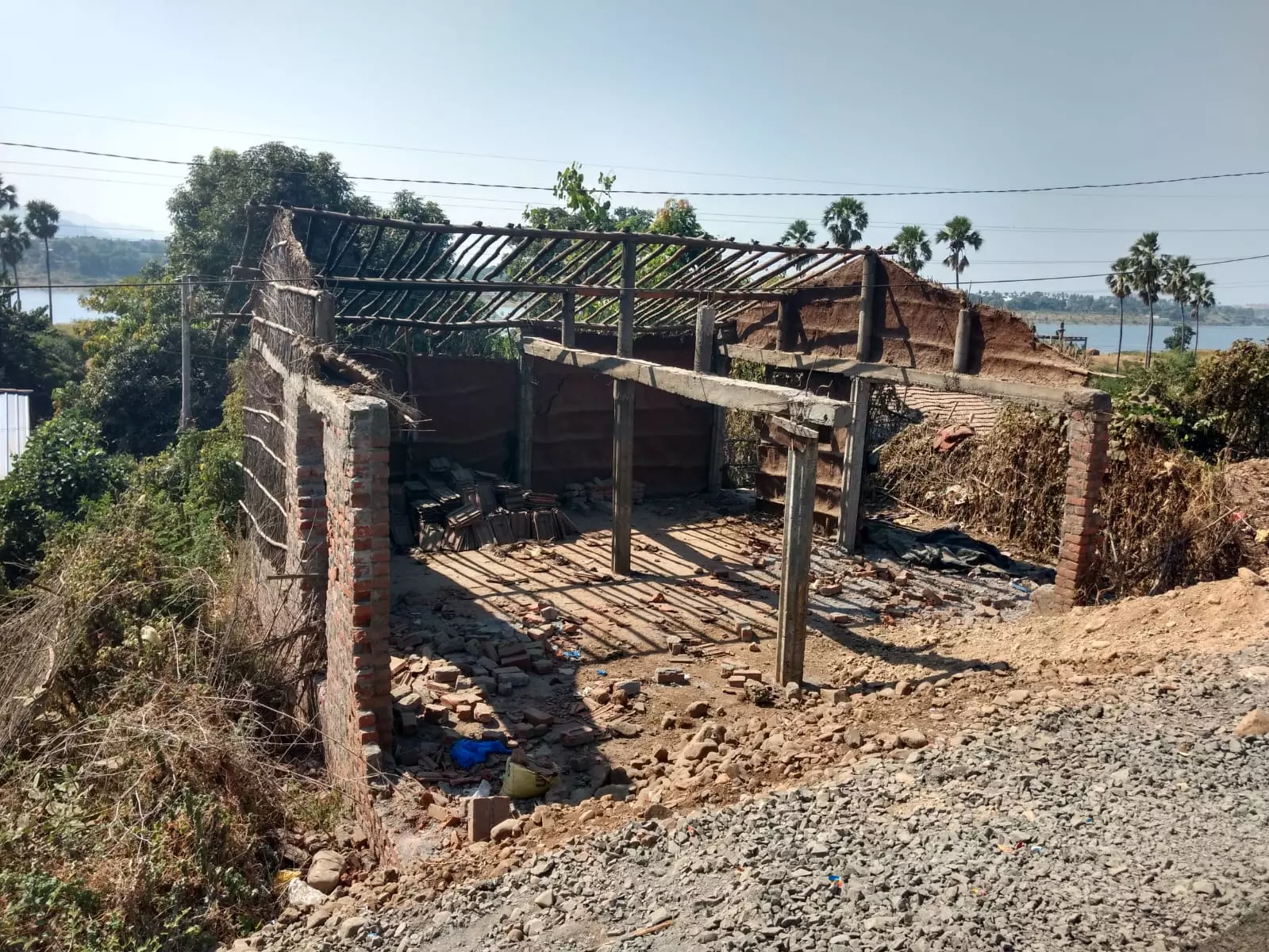 The remains of a house in Kevadia that was demolished in 2018.