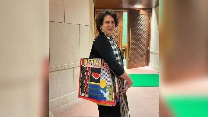 Priyanka Gandhis Modani, Palestine bags turning heads in Parliament