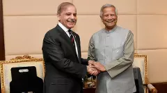Bangladesh interim ruler Muhammad Yunus with Pakistan Prime Minister Shahbaz Sharif
