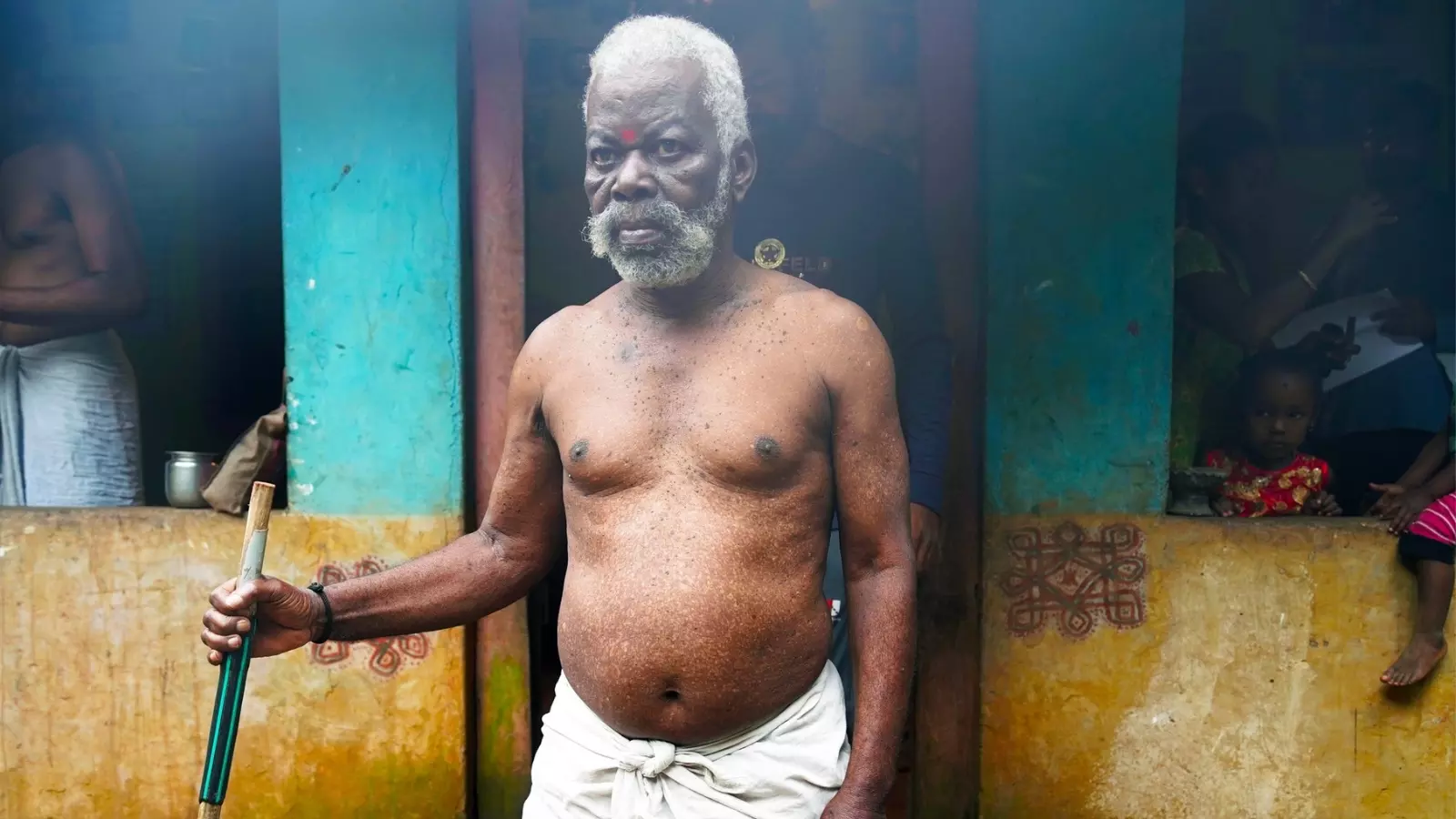 Parasuram Siddi, a pioneering theatre personality and veteran actor from the Siddi community of Uttara Kannada, captured in a shot from the set of Rhythm of Dammam.