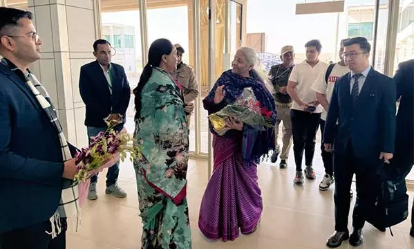 Union Finance Minister Nirmala Sitharaman arrives in Jaisalmer, Rajasthan