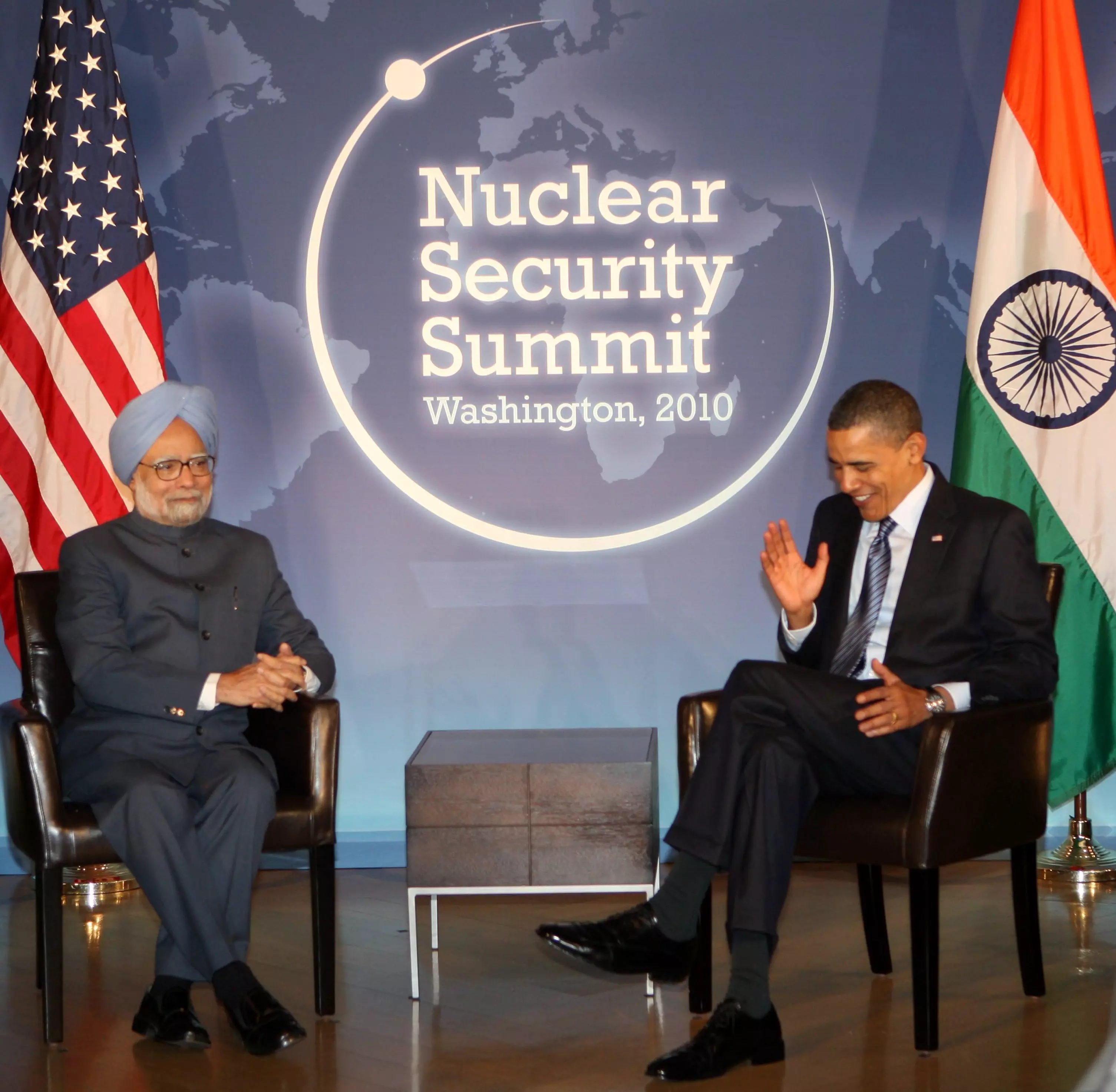 In this April 12, 2010 file image, Prime Minister Manmohan Singh with U.S. President Barack Obama during their meeting in advance of the Nuclear Security Summit, at Blair House in Washington. PTI