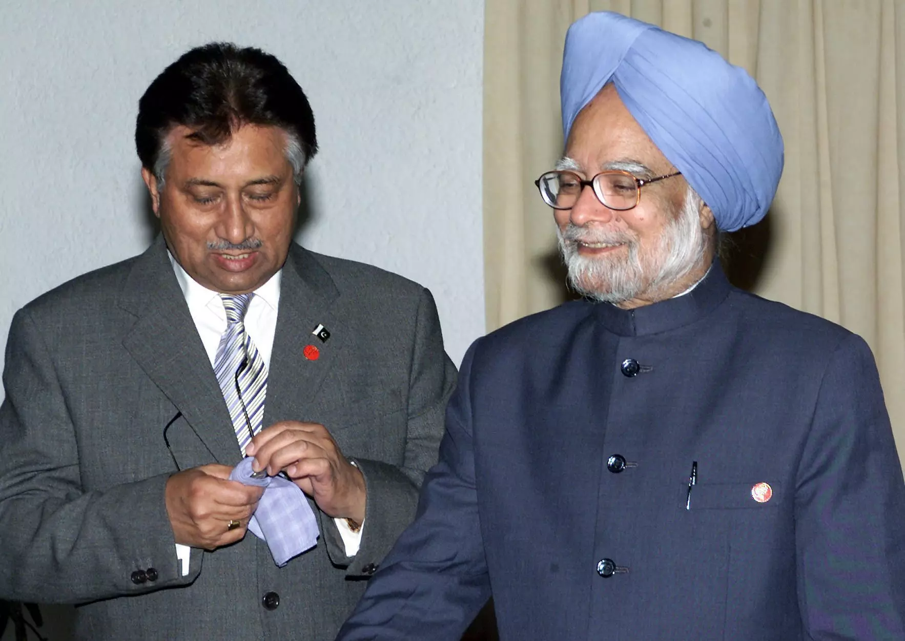 In this Saturday, September 16, 2006 file image, Prime Minister Manmohan Singh and Pakistans President Pervez Musharraf after a bilateral meeting during the 14th Nonaligned Summit in Havana, Cuba. PTI