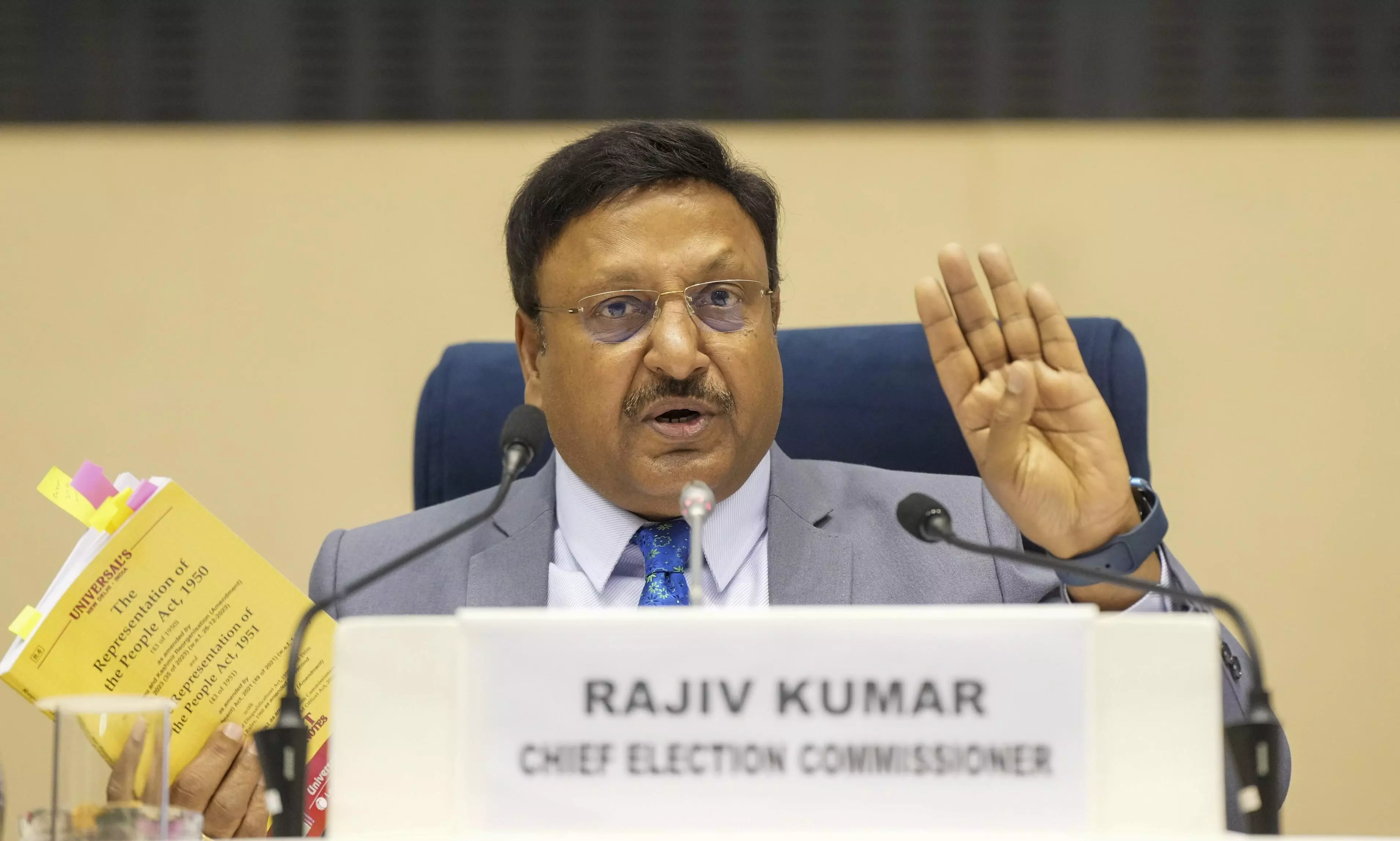 CEC Rajiv Kumar addresses press conference in New Delhi