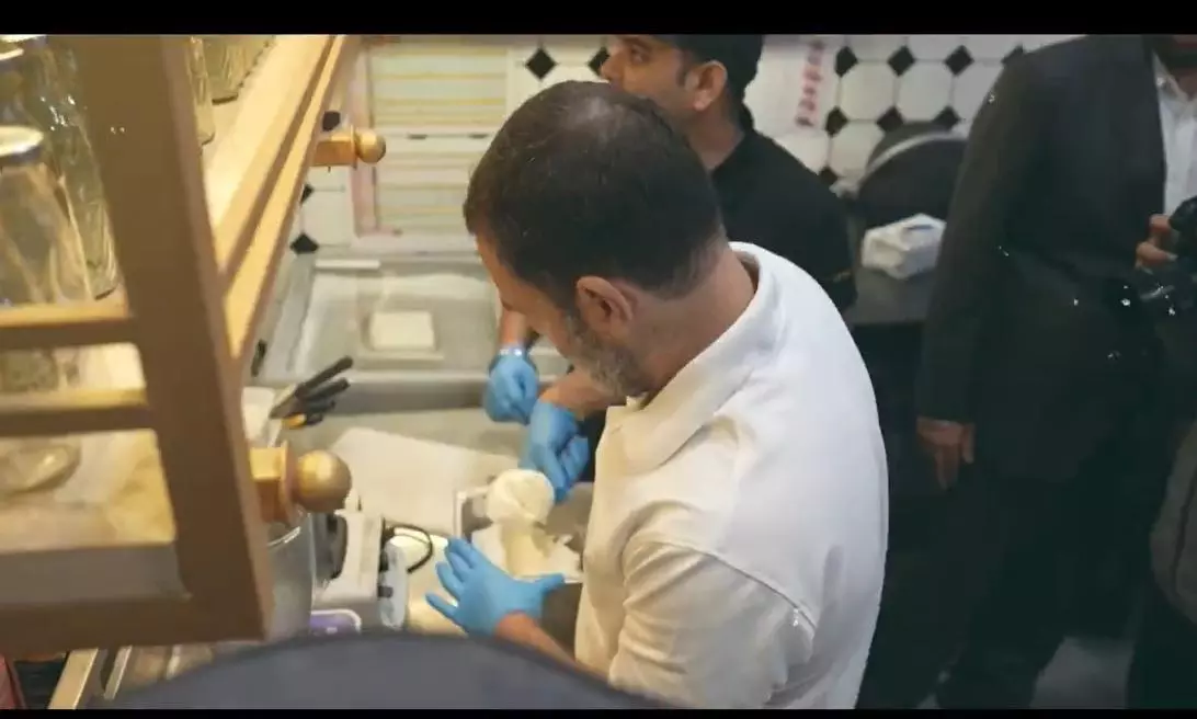 Rahul Gandhi at Keventers store in Delhi