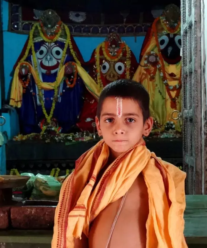 Bal muni at Swaminarayan temple in Gir Somnath. His parents had filed an FIR to get him back but in vain.