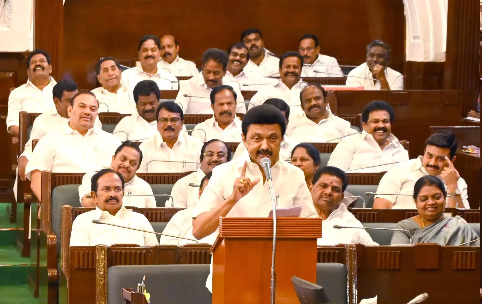 Tamil Nadu Chief Minister MK Stalin speaks in the state Assembly