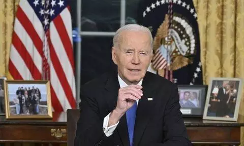 US President Joe Biden giving farewell address