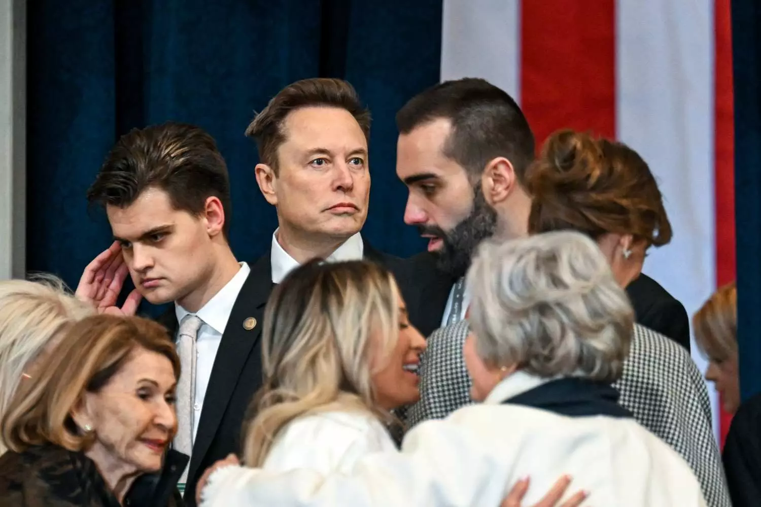 Elon Musk, right, arrives before the 60th Presidential Inauguration in the Rotunda of the U.S. Capitol in Washington, Monday, Jan. 20. AP/PTI