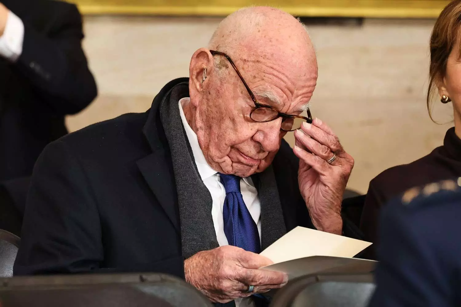 Rupert Murdoch arrives before the 60th Presidential Inauguration in the Rotunda of the U.S. Capitol in Washington, Monday, Jan. 20. AP/PTI