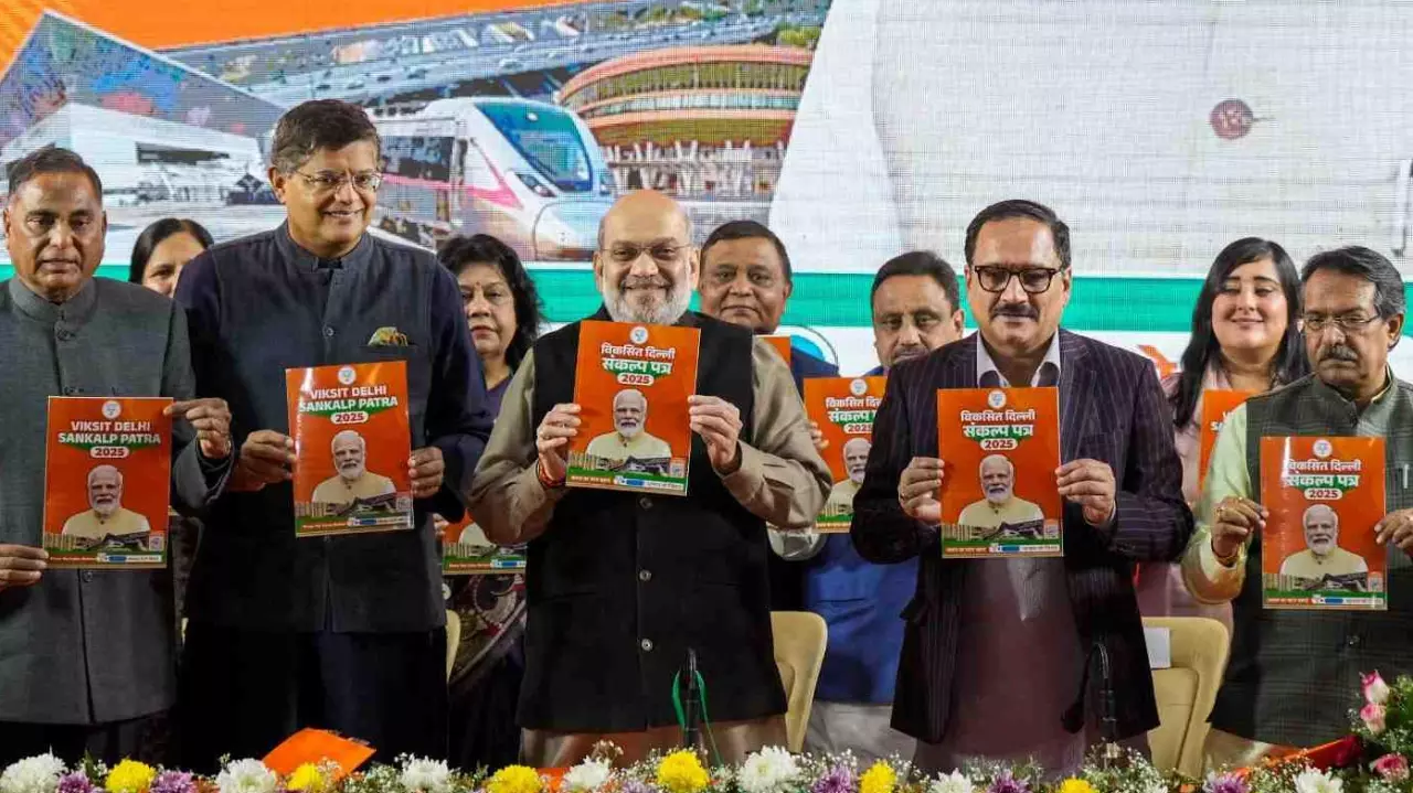 Delhi polls | BJP vows to clean Yamuna, aid gig workers and labourers Delhi polls | BJP vows to clean Yamuna, aid gig workers and labourers