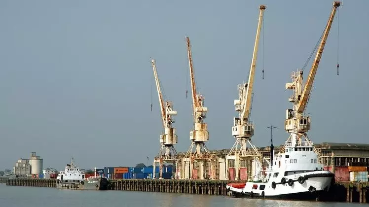 Port of Mongla on the Rupsha River in Bangladesh stock photo Port of Mongla on the Rupsha River in Bangladesh stock photo
