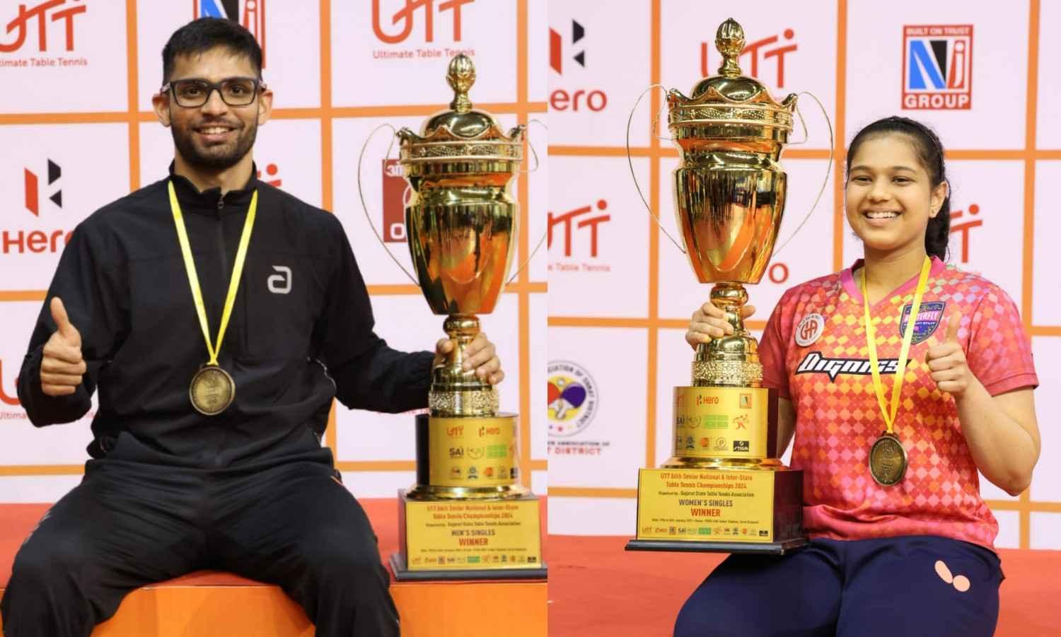 Manush and Diya win their first senior national TT titles in Surat