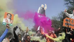 BJP workers celebrating in Delhi