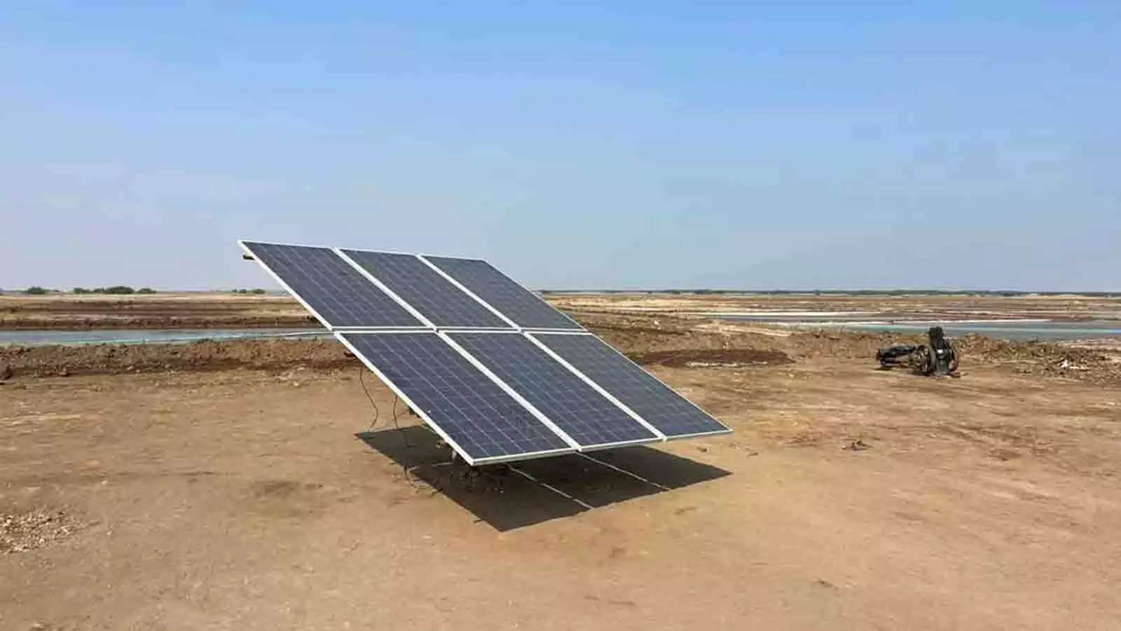 A solar that runs the solar pumps in salt pans.