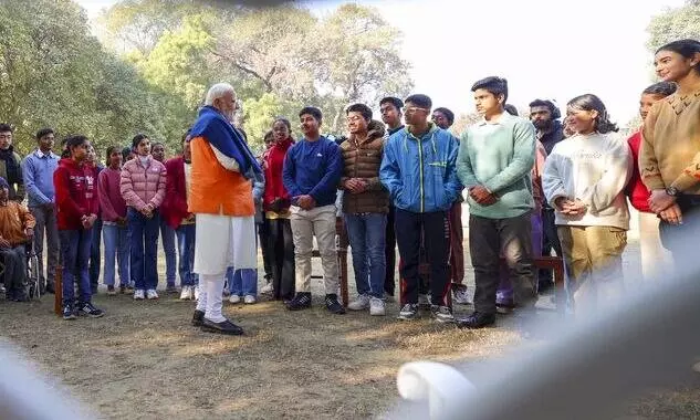 PM Modi interacting with students