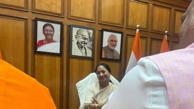 AAP-BJP row over photos of Ambedkar in Delhi CMO