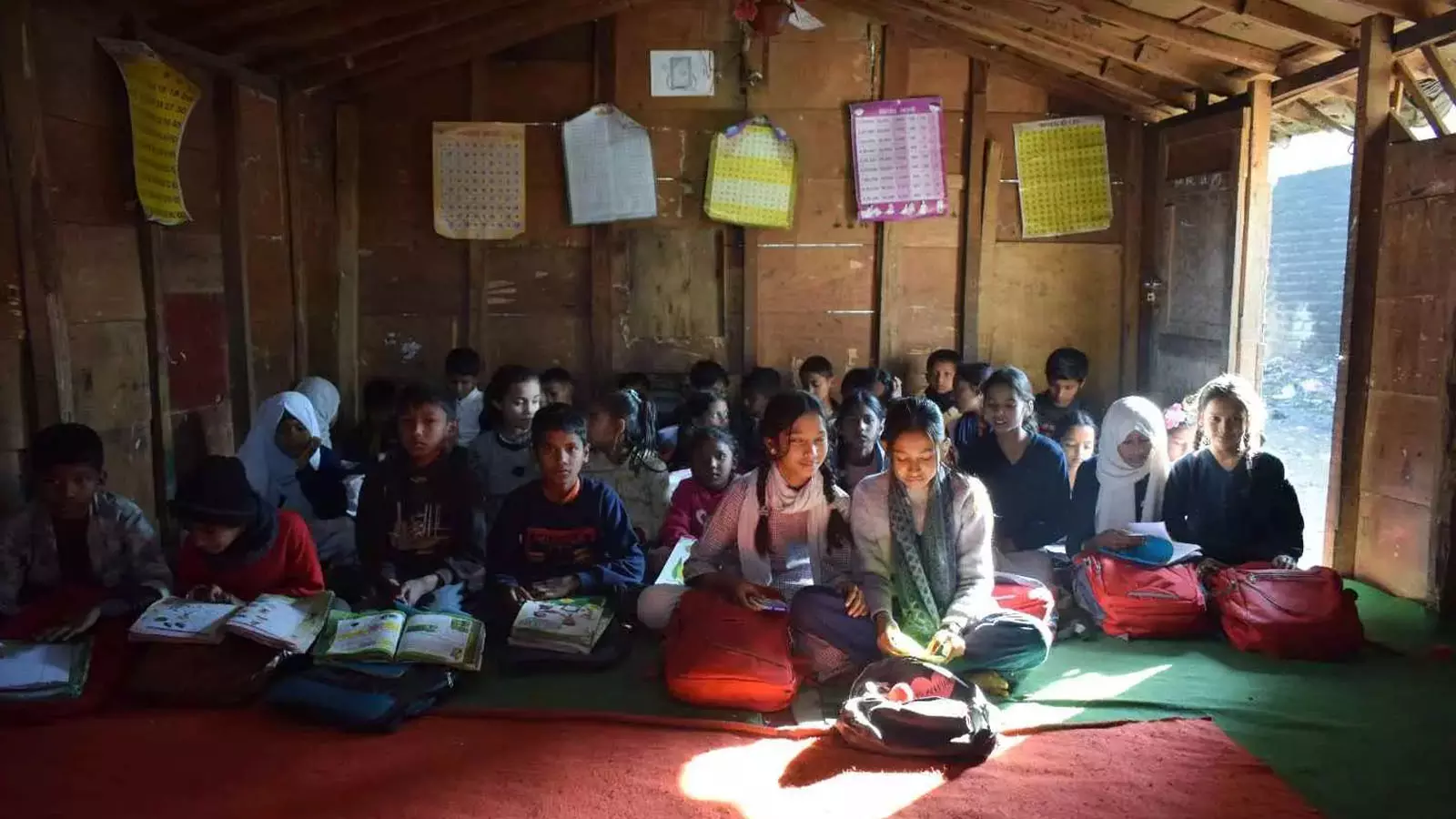 Students at a community school for Rohingyas