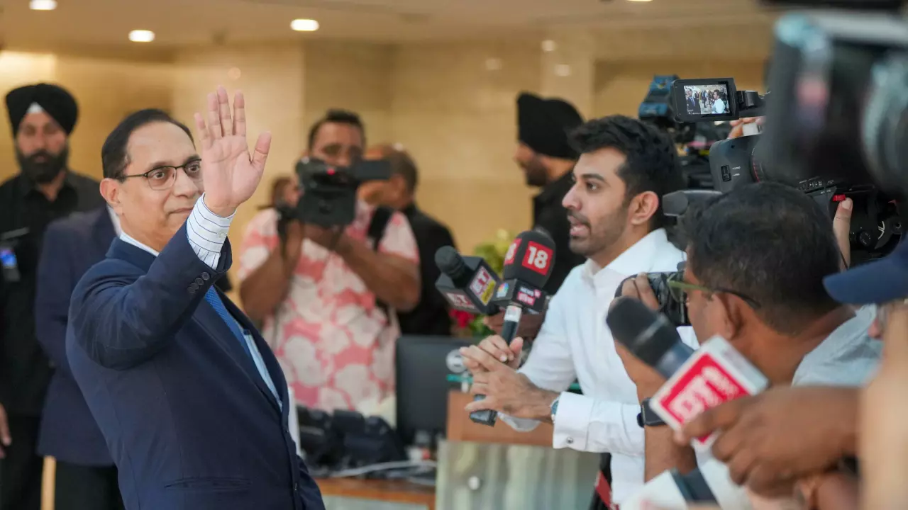 SEBI Chairman Tuhin Kanta Pandey speaks with the media as he arrives to take charge at SEBI headquarters, in Mumbai on Saturday | PTI SEBI Chairman Tuhin Kanta Pandey speaks with the media as he arrives to take charge at SEBI headquarters, in Mumbai on Saturday | PTI