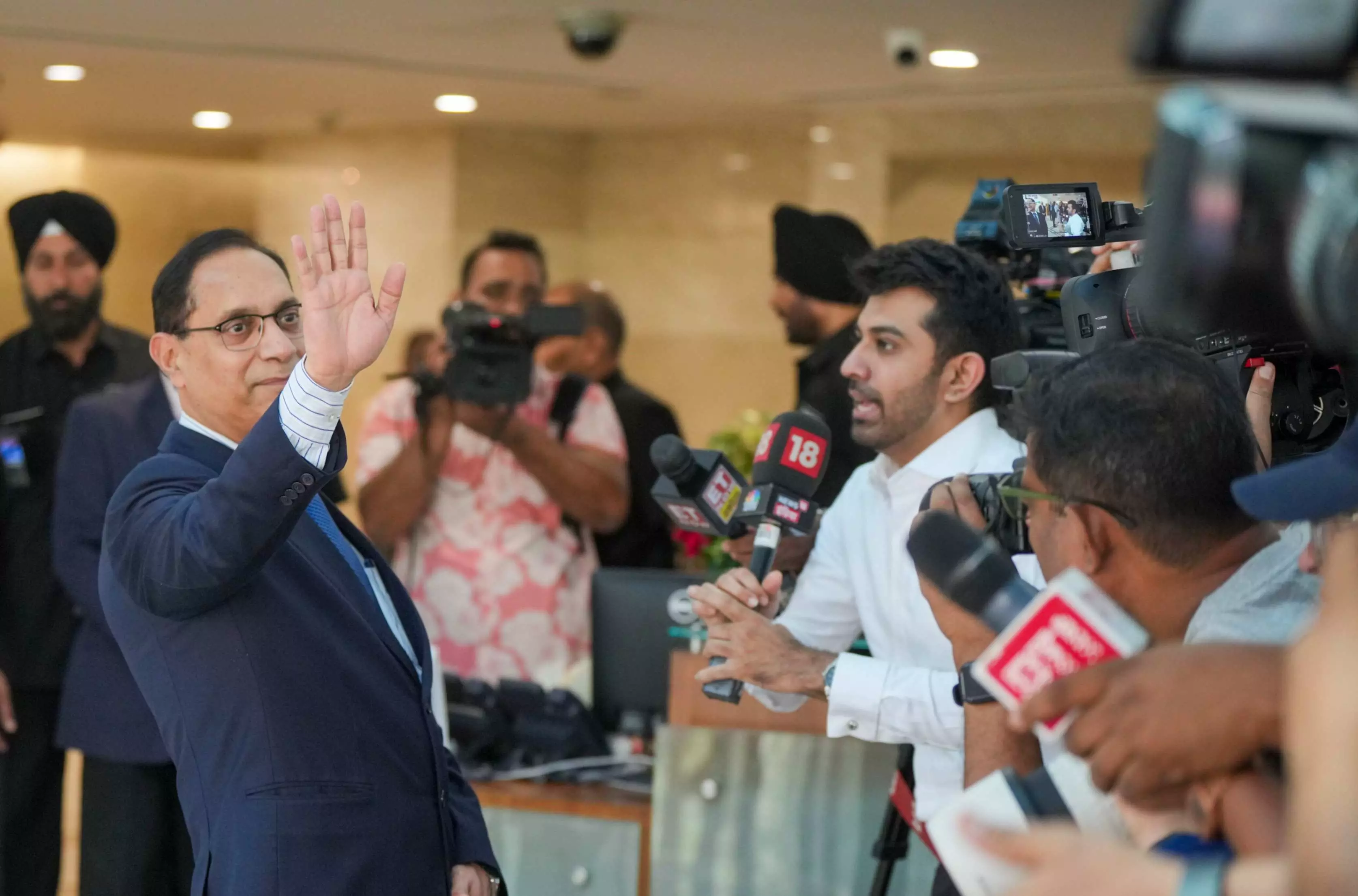 SEBI Chairman Tuhin Kanta Pandey speaks with the media as he arrives to take charge at SEBI headquarters, in Mumbai on Saturday | PTI