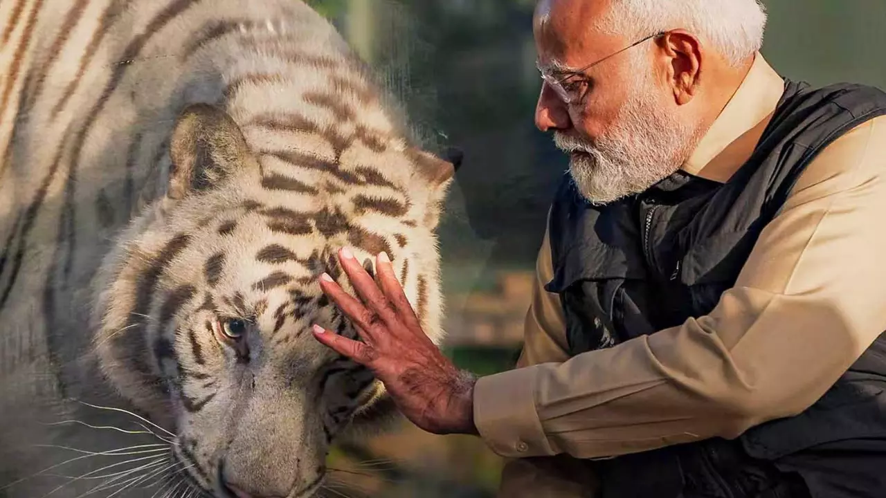 PM Modu visits Anant Ambanis Vantara centre - seen with a tiger