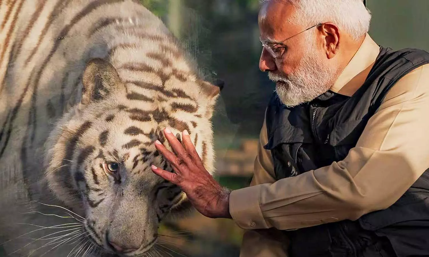 PM Modu visits Anant Ambanis Vantara centre - seen with a tiger