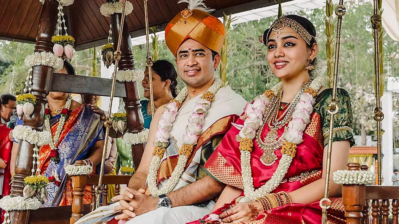 Photo: BJP MP Tejasvi Surya and Carnatic singer Sivasri Skandaprasad tie the knot