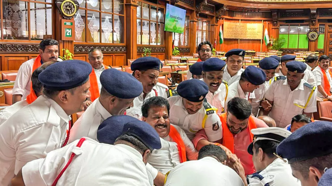 Ktaka Assembly: 18 BJP MLAs suspended for 6 months for disrespecting Speaker