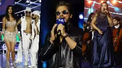 Disha Patani, Shah Rukh Khan and Shreya Ghoshal performing at IPL 2025 opening ceremony