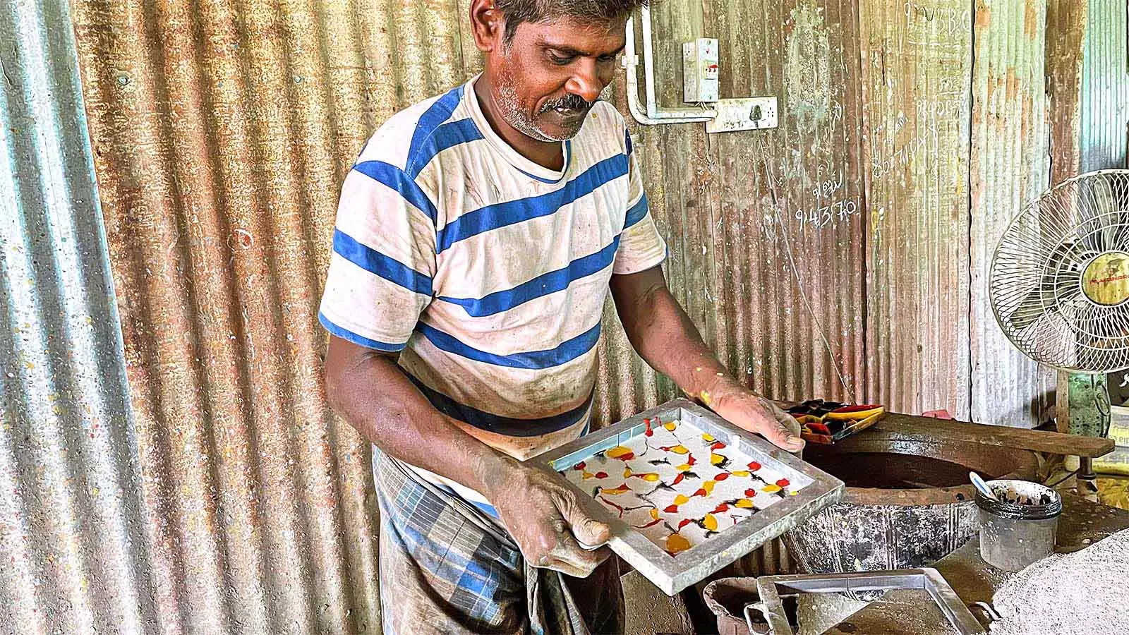 One of the most striking elements of this eco-friendly craftsmanship is the use of Athangudi tiles.