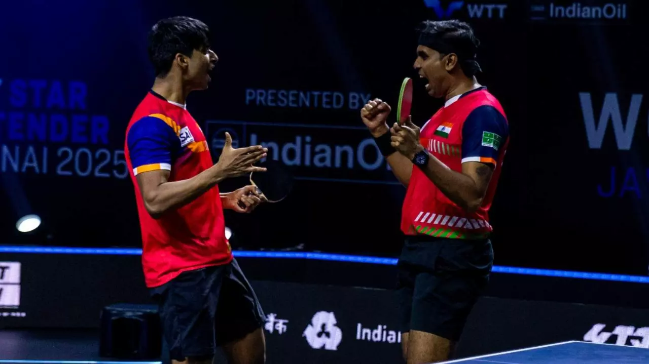 Sharath Kamal (right) and Snehit Suravajjula