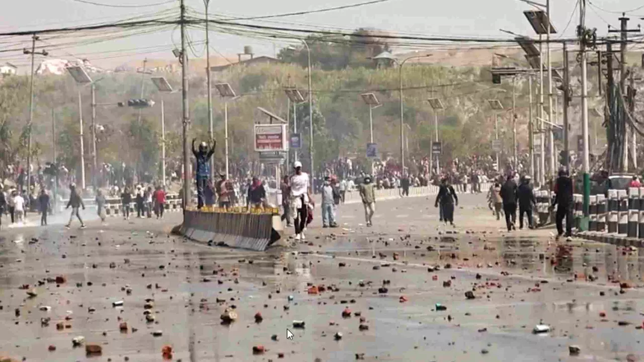 Nepal, Kathmandu, pro-monarchy protest Nepal, Kathmandu, pro-monarchy protest