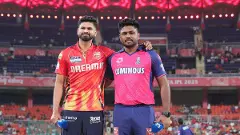 PBKS captain Shreyas Iyer (left) and RR skipper Sanju Samson