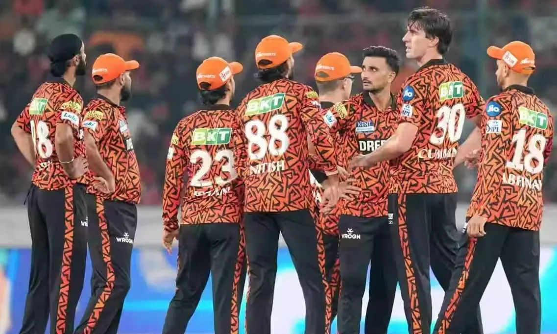 SRH players during an IPL 2025 match