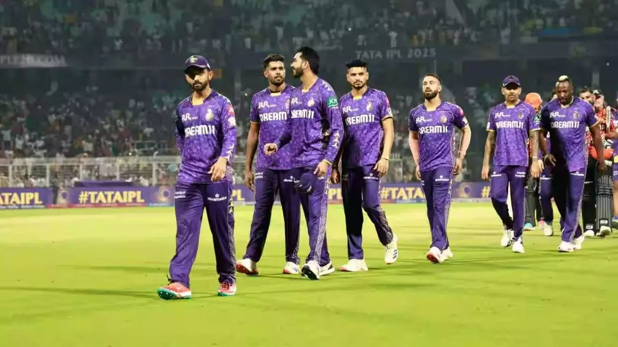 KKR players during an IPL 2025 match