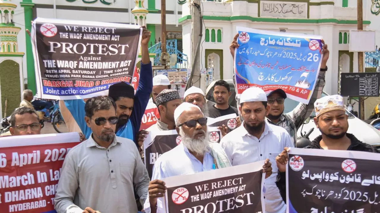 The protests against the Waqf Act in Imphal are but one of several being held across the country, with placards and slogans being raised to denounce the act, demanding it be rescinded