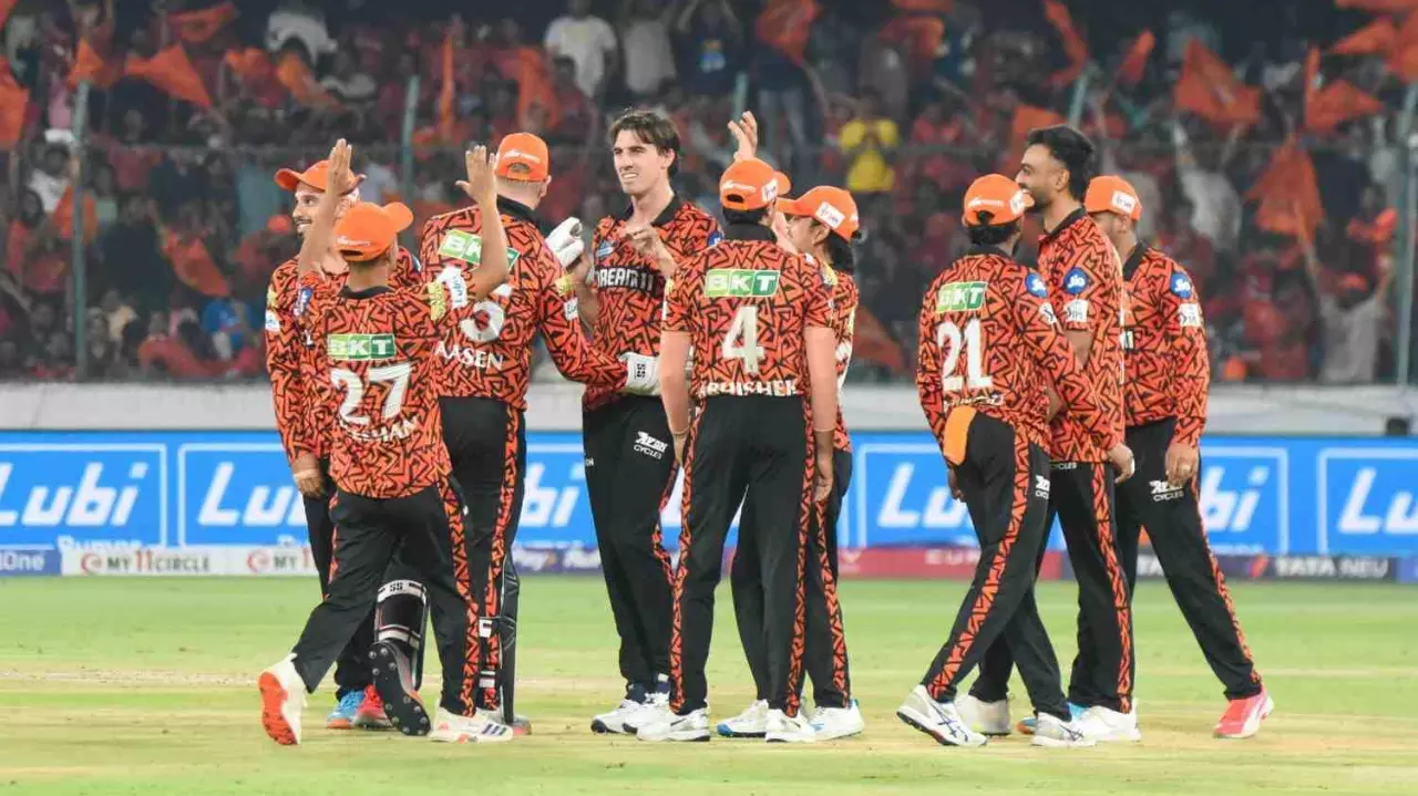 SRH players during an IPL 2025 match